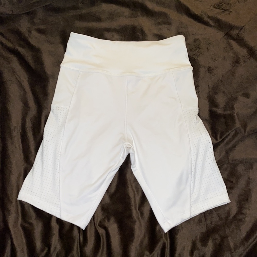 White High waisted Biker Shorts